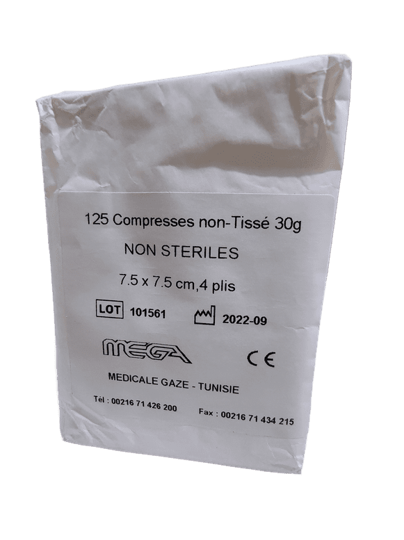 125 Compresses Non tissée 7,5 x 7,5 cm – Haute Absorption